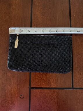Vintage Whiting & Davis Black Mesh Wristlet Clutch with Gold Tag
